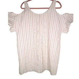 Madewell White + Rose Striped Cotton Cold Shoulder Short Dress Size XL